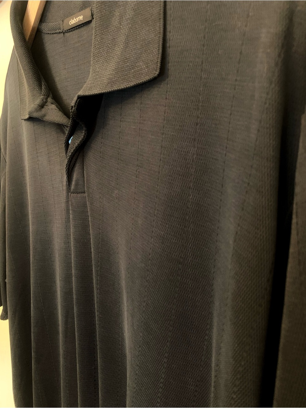 Claiborne Men's Knit Black Polo Shirt, Size Large